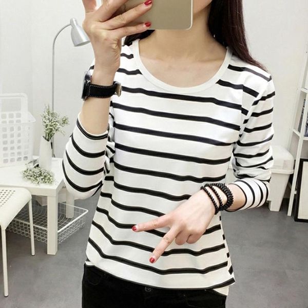 women's t-shirt t shirt femme causal tshirt women 2021 long sleeve striped female tee autumn feminina comfortable woman clothing, White
women's t-shirt t shirt femme causal tshirt women 2021 long sleeve striped female tee autumn feminina comfortable woman clothing, White