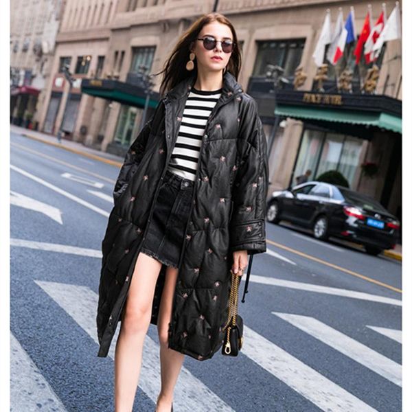 women's leather & faux genuine real jacket sheepskin coat 2021 autumn winter women clothes korean vintage loose down coats abrigo mujer, Black
women's leather & faux genuine real jacket sheepskin coat 2021 autumn winter women clothes korean vintage loose down coats abrigo mujer, Black