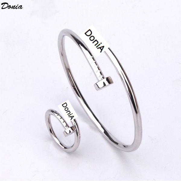 donia jewelry luxury bangle nail bracelet ring set opening titanium steel micro-inlaid zircon gift from european and american fashion design, Black
donia jewelry luxury bangle nail bracelet ring set opening titanium steel micro-inlaid zircon gift from european and american fashion design, Black