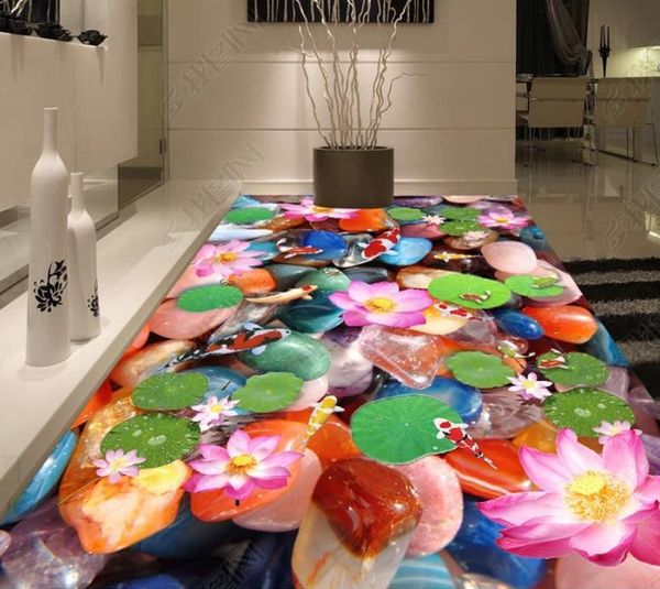 wallpapers custom 3d floor wallpaper pretty pebble lotus carp bathroom mural paintings pvc self-adhesive wall sticker
wallpapers custom 3d floor wallpaper pretty pebble lotus carp bathroom mural paintings pvc self-adhesive wall sticker