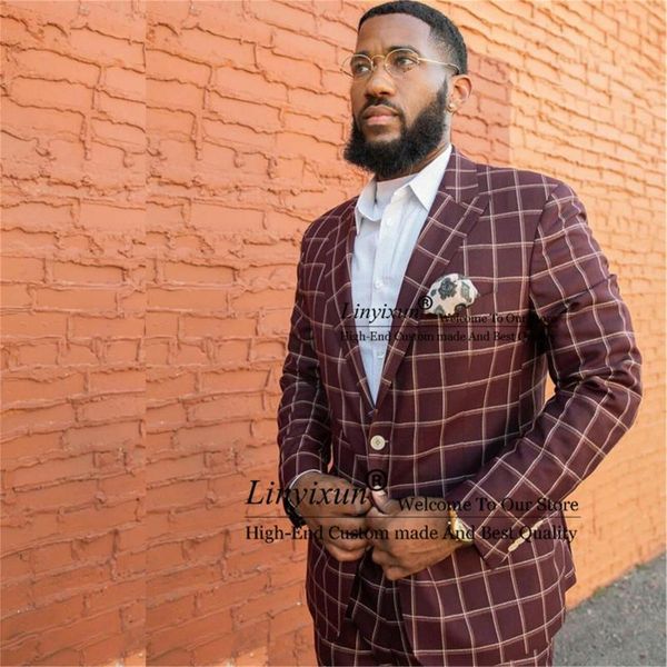 men's suits & blazers gentleman burgundy glen plaid two pieces wedding tuxedos notched lapel slim fit groomsmen costume homme (jacket +, White;black
men's suits & blazers gentleman burgundy glen plaid two pieces wedding tuxedos notched lapel slim fit groomsmen costume homme (jacket +, White;black