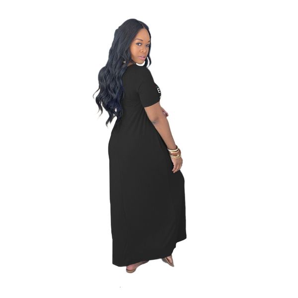 plus size women designer dress short sleeve v neck pocket letter print loose dresses female clothing, Black;gray
plus size women designer dress short sleeve v neck pocket letter print loose dresses female clothing, Black;gray