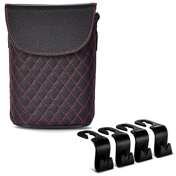car trash can refined leather garbage cans plus 4 hooks combination leak-proof bin with magnet lid other interior accessories
car trash can refined leather garbage cans plus 4 hooks combination leak-proof bin with magnet lid other interior accessories