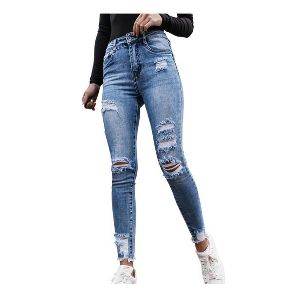 women's jeans women high waist pocket elastic denim pants 2021 spring slim all-match vintage classic ripped hole button trousers, Blue
women's jeans women high waist pocket elastic denim pants 2021 spring slim all-match vintage classic ripped hole button trousers, Blue