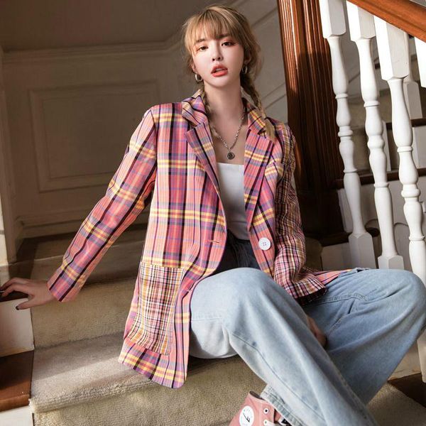 retro plaid suit jacket women's autumn 2021 korean version loose original design casual ins style suits & blazers, White;black
retro plaid suit jacket women's autumn 2021 korean version loose original design casual ins style suits & blazers, White;black