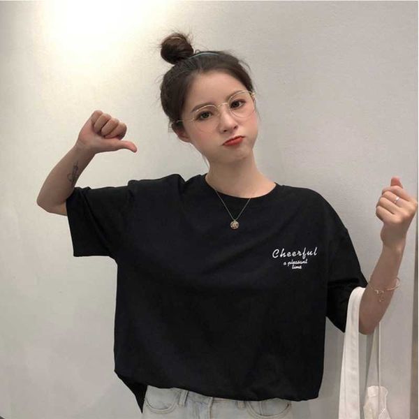 women's t-shirt short-sleeved summer clothing 2021 loose plus size korean harajuku style student shirt, White
women's t-shirt short-sleeved summer clothing 2021 loose plus size korean harajuku style student shirt, White
