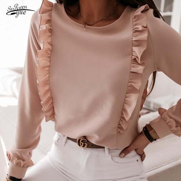 women's blouses & shirts lady shirt long-sleeved solid color female autumn pleated wood ear women blouse back button blusas mujer de mo, White
women's blouses & shirts lady shirt long-sleeved solid color female autumn pleated wood ear women blouse back button blusas mujer de mo, White