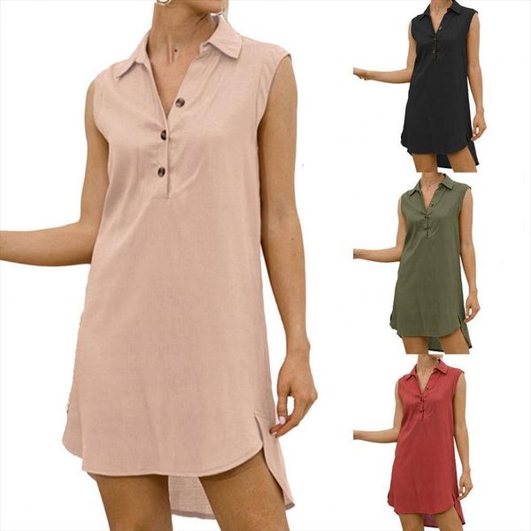 lapel irregular hem summer womens dresses sleeveless solid color shirt holiday, Black;gray
lapel irregular hem summer womens dresses sleeveless solid color shirt holiday, Black;gray