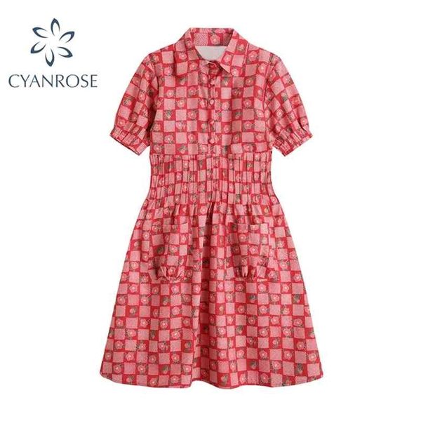 summer korean vintage doll collar contrast color plaid pattern women dress print short sleeve elegant casual female 210515, Black;gray
summer korean vintage doll collar contrast color plaid pattern women dress print short sleeve elegant casual female 210515, Black;gray