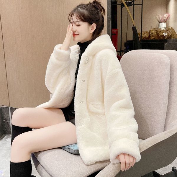 fur coat medium length 2021 autumn winter new imitation mink hair fashion trend slim temperament hooded coat women, Black
fur coat medium length 2021 autumn winter new imitation mink hair fashion trend slim temperament hooded coat women, Black