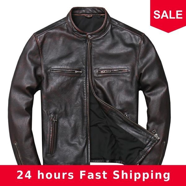men's leather & faux 2021 vintage brown men slim fit biker's coat stand collar large size xxxxl genuine cowhide spring motorcycle, Black
men's leather & faux 2021 vintage brown men slim fit biker's coat stand collar large size xxxxl genuine cowhide spring motorcycle, Black