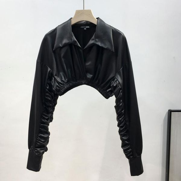 women's jackets hiphop european and american batwing sleeve pleated black performance wear sweater short coat, Black;brown
women's jackets hiphop european and american batwing sleeve pleated black performance wear sweater short coat, Black;brown