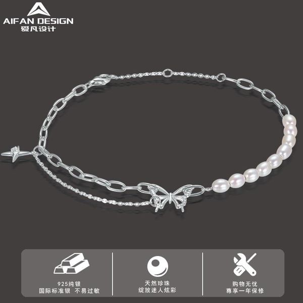 bangle freshwater pearl bracelet s925 sterling silver butterfly, Black
bangle freshwater pearl bracelet s925 sterling silver butterfly, Black