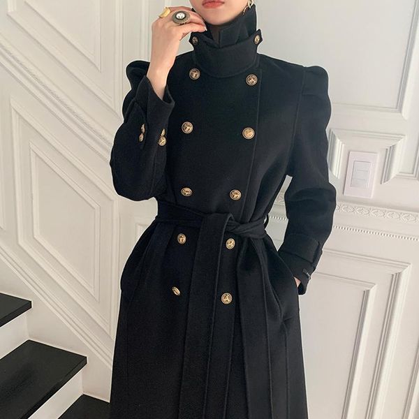 women's wool & blends zcsmll korean chic stand-up collar windbreaker black metal double-breasted lace-up thickened long woolen coat wom
women's wool & blends zcsmll korean chic stand-up collar windbreaker black metal double-breasted lace-up thickened long woolen coat wom