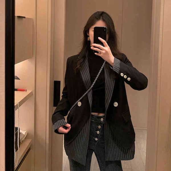 women's suits & blazers suit jacket women 's korean -style striped stitching fake two-piece cardigan spring and autumn acxu, White;black
women's suits & blazers suit jacket women 's korean -style striped stitching fake two-piece cardigan spring and autumn acxu, White;black