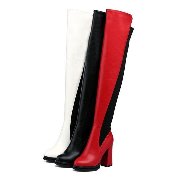 boots qplyxco mixed colors white high chunky heels over the knee platfrom simple appointment pu concise women shoes, Black
boots qplyxco mixed colors white high chunky heels over the knee platfrom simple appointment pu concise women shoes, Black