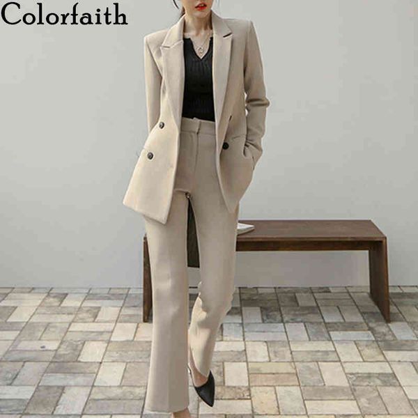 colorfaith new autumn winter women's sets 2 piece matching wide leg pants casual high waist elegant office lady suit ws2024 210413, White 
colorfaith new autumn winter women's sets 2 piece matching wide leg pants casual high waist elegant office lady suit ws2024 210413, White