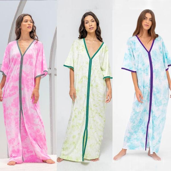 party dresses selling middle east large women's dress v-neck tie dyed printed robe seaside holiday, White;black
party dresses selling middle east large women's dress v-neck tie dyed printed robe seaside holiday, White;black