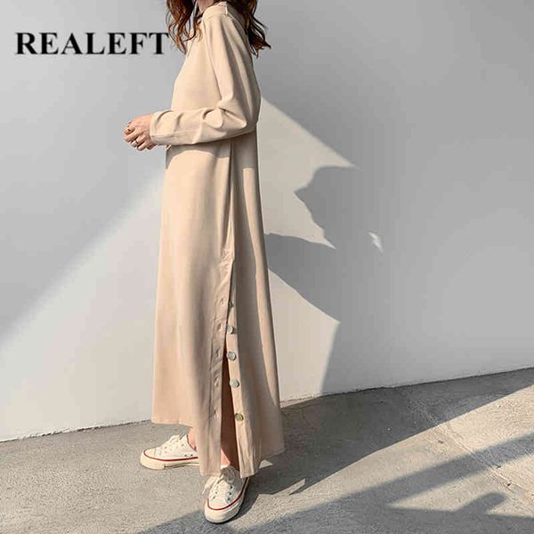 casual long women's dress spring summer buttons sleeve o-neck side split straight chic female loose 210428, Black;gray
casual long women's dress spring summer buttons sleeve o-neck side split straight chic female loose 210428, Black;gray
