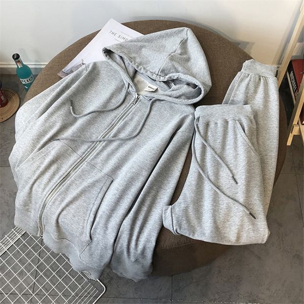 2020 spring and autumn korean new zipper hooded sweater women's two-piece loose net red sports leisure suit fashion, Gray
2020 spring and autumn korean new zipper hooded sweater women's two-piece loose net red sports leisure suit fashion, Gray