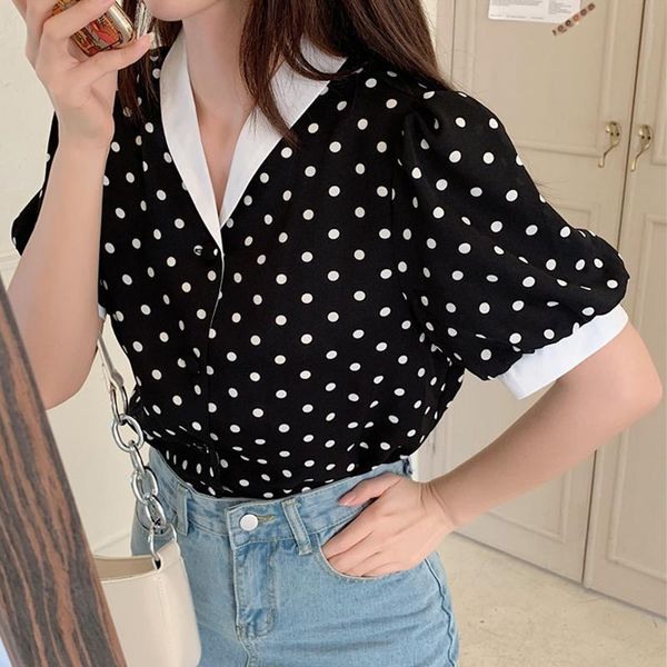 women's blouses & shirts women black vintage dot blusas mujer de moda 2021 v neck chiffon short sleeve loose shirt 600e, White
women's blouses & shirts women black vintage dot blusas mujer de moda 2021 v neck chiffon short sleeve loose shirt 600e, White
