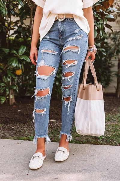 women's jeans woman ripped denim high waist boyfriend fashion long pants women summer clothing, Blue
women's jeans woman ripped denim high waist boyfriend fashion long pants women summer clothing, Blue