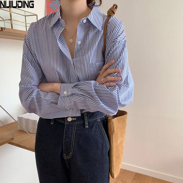 women office lady striped shirts spring long sleeve single-breated blouses turn-down collar casual blusas fashion 210514, White
women office lady striped shirts spring long sleeve single-breated blouses turn-down collar casual blusas fashion 210514, White