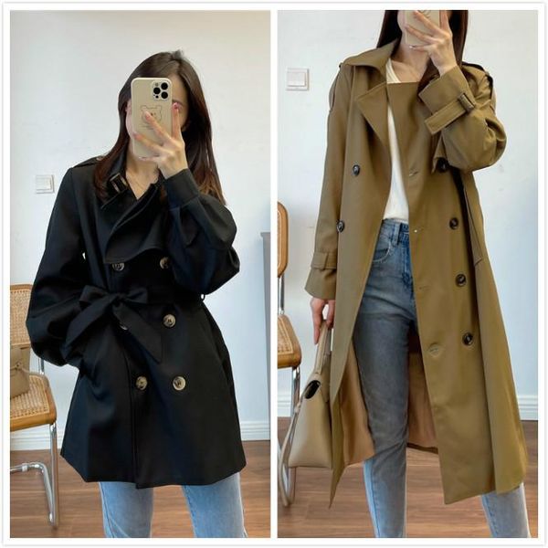 women's trench coats 2021 british style double breasted temperament big lapel cool coat ladies, Tan;black
women's trench coats 2021 british style double breasted temperament big lapel cool coat ladies, Tan;black