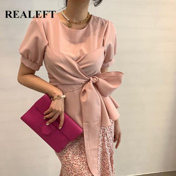 women's blouses & shirts realeft summer 2021 chic blouse front cross o-neck bow female short sleeve pink shirt korean style, White
women's blouses & shirts realeft summer 2021 chic blouse front cross o-neck bow female short sleeve pink shirt korean style, White