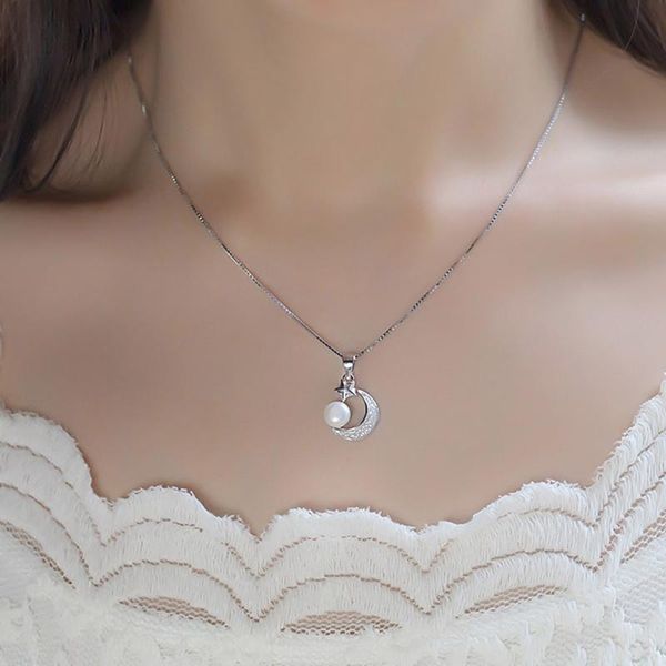 temperament simple artificial pearl stars moon pendant necklace sweet women's fine jewelry necklaces, Silver
temperament simple artificial pearl stars moon pendant necklace sweet women's fine jewelry necklaces, Silver