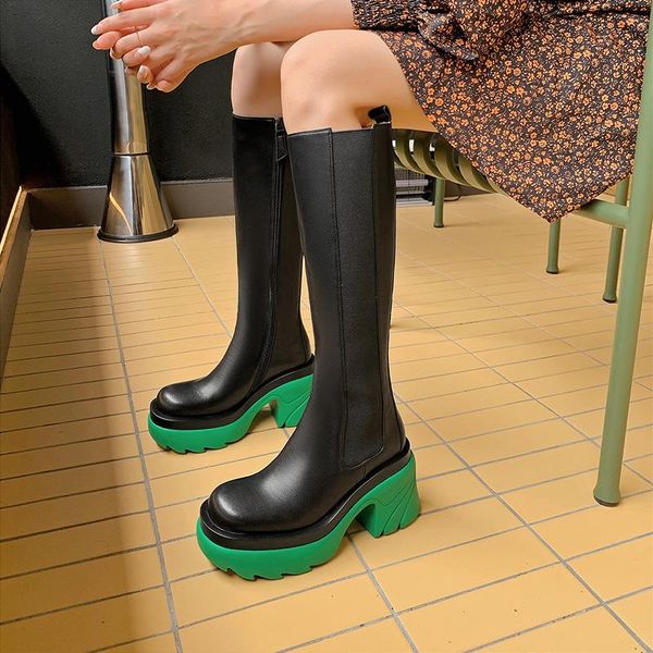 boots 2021 autumn winter fashion concise women knee-high round toe genuine leather thick heels casual platforms shoes woman, Black
boots 2021 autumn winter fashion concise women knee-high round toe genuine leather thick heels casual platforms shoes woman, Black
