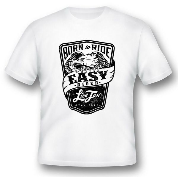 easy rider born to ride live fast stay black or white tee motorcycle shirt, White;black
easy rider born to ride live fast stay black or white tee motorcycle shirt, White;black
