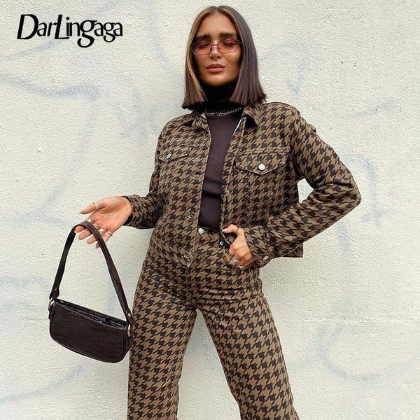 women's jackets darlingaga chic vintage houndstooth woman jacket streetwear cropped autumn winter coat plaid buttons basic outwear 2021, Black;brown
women's jackets darlingaga chic vintage houndstooth woman jacket streetwear cropped autumn winter coat plaid buttons basic outwear 2021, Black;brown