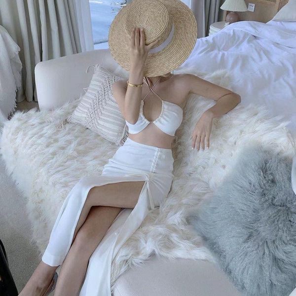 women's swimwear seaside vacation beach skirt women are thin, travel wear clothes temperament ins long two-piece suit, White;black
women's swimwear seaside vacation beach skirt women are thin, travel wear clothes temperament ins long two-piece suit, White;black