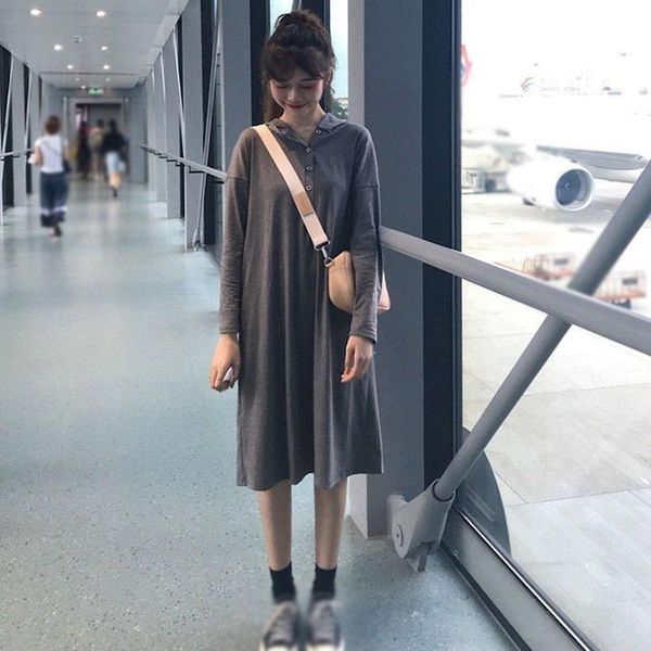 casual dresses autumn korean version of women's retro loose pure color thin hoodie dress fashion in dark gray, Black;gray
casual dresses autumn korean version of women's retro loose pure color thin hoodie dress fashion in dark gray, Black;gray
