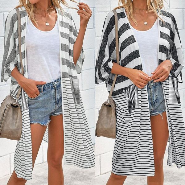 women coats spring autumn open front long sleeve stripes cardigan knee-length coat jacket horizontal v-neck plus size women's jackets, Black;brown
women coats spring autumn open front long sleeve stripes cardigan knee-length coat jacket horizontal v-neck plus size women's jackets, Black;brown