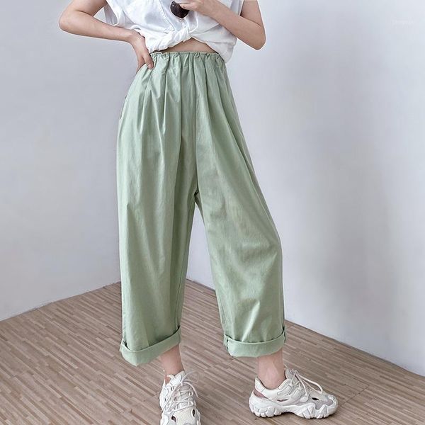 women's pants & capris summer 2021 high waist women cotton wide leg pleated elastic zipper loose straight casual ankle-length trouser, Black;white
women's pants & capris summer 2021 high waist women cotton wide leg pleated elastic zipper loose straight casual ankle-length trouser, Black;white