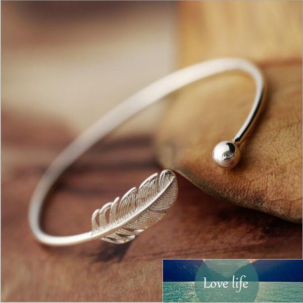 new fashion 925 sterling silver jewelry not allergic high-quality female simple feather small ball open bracelets sl009 factory price expert, Black
new fashion 925 sterling silver jewelry not allergic high-quality female simple feather small ball open bracelets sl009 factory price expert, Black