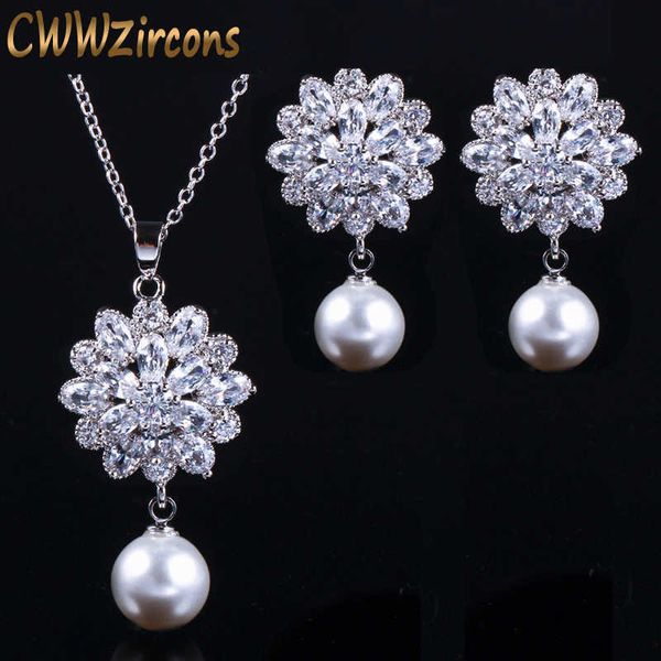 brand trendy women pearl jewelry zirconia crystal ladies dangling pendant necklace and earring set t280 210714, Silver
brand trendy women pearl jewelry zirconia crystal ladies dangling pendant necklace and earring set t280 210714, Silver