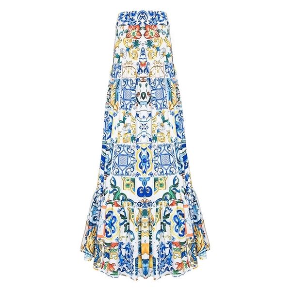 fashion summer long skirt women's elegant blue and white porcelain print bohemian casual maxi 210708, Black
fashion summer long skirt women's elegant blue and white porcelain print bohemian casual maxi 210708, Black