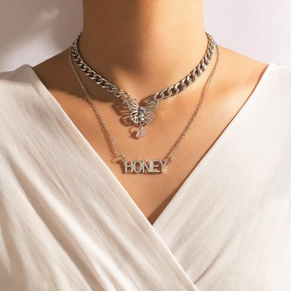 chokers vivid hollow butterfly crystal letter honey pendant necklace rock punk chunky chain choker necklaces for women hip hop jewelry, Golden;silver
chokers vivid hollow butterfly crystal letter honey pendant necklace rock punk chunky chain choker necklaces for women hip hop jewelry, Golden;silver