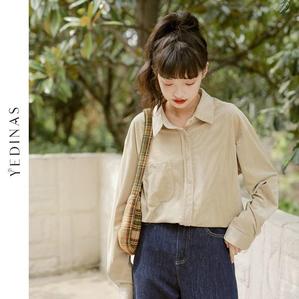 women's blouses & shirts yedinas women solid corduroy loose casual girl long sleeve thicken female clothing turn-down collar shirt, White
women's blouses & shirts yedinas women solid corduroy loose casual girl long sleeve thicken female clothing turn-down collar shirt, White