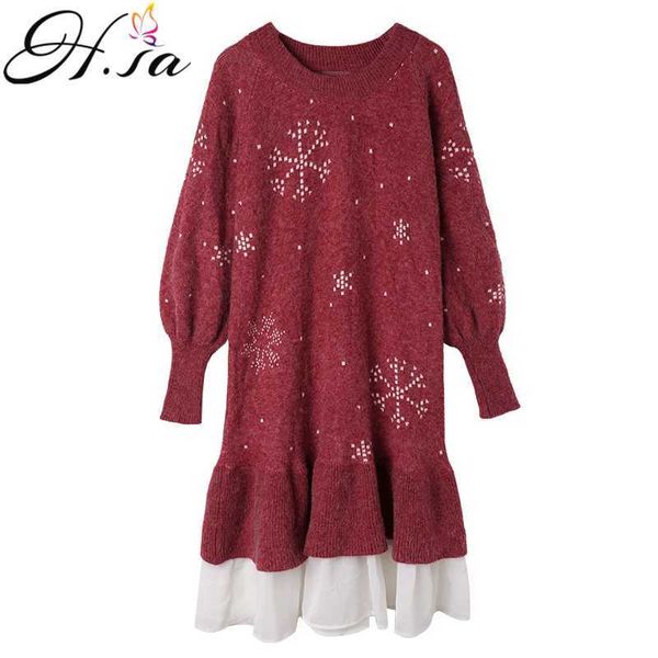 h.sa women long sweater dress patchwork ruffles knit sweaters pullover long knit jumpers snowflake knit sweater loose 210716, White;black
h.sa women long sweater dress patchwork ruffles knit sweaters pullover long knit jumpers snowflake knit sweater loose 210716, White;black
