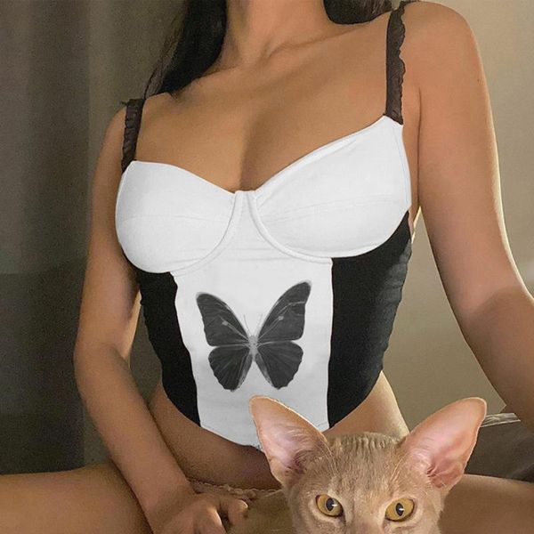 women's tanks & camis ladies butterfly bralette y2k aesthetic summer sleeveless v neck streetwear corset triangle cropped feminino, White
women's tanks & camis ladies butterfly bralette y2k aesthetic summer sleeveless v neck streetwear corset triangle cropped feminino, White