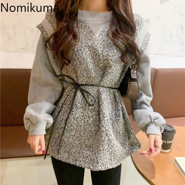 nomikuma autumn slim waist sweatshirt fake two piece women o neck long sleeve casual loose hoodies korean ropa mujer 3d558 210514, Black
nomikuma autumn slim waist sweatshirt fake two piece women o neck long sleeve casual loose hoodies korean ropa mujer 3d558 210514, Black