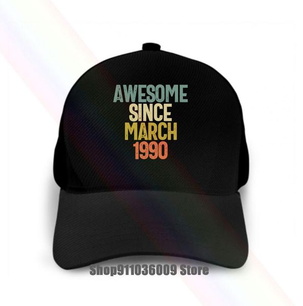 awesome since march 1990 birthday gift cap hat cycling caps & masks, Black