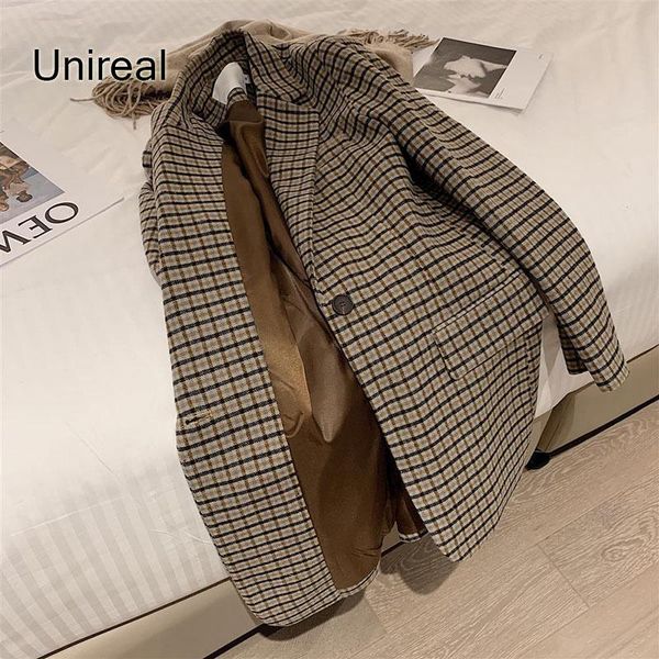 unireal 2021 autumn women plaid blazer suit jacket coats casual outwear fashion streetwear female wool women's suits & blazers, White;black
unireal 2021 autumn women plaid blazer suit jacket coats casual outwear fashion streetwear female wool women's suits & blazers, White;black