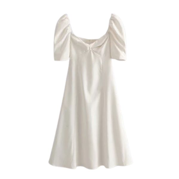 women summer white vintage chic long dress twist v neck puff sleeve a-line sundress 210531, Black;gray
women summer white vintage chic long dress twist v neck puff sleeve a-line sundress 210531, Black;gray