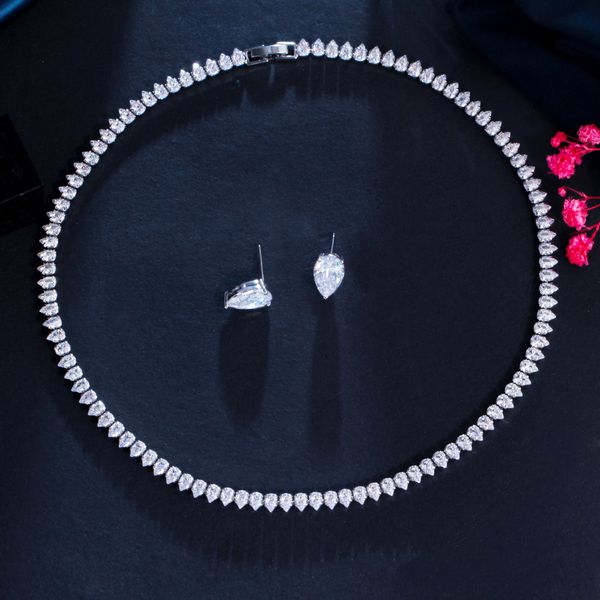 bridal zircon clavicle chain two piece set female wedding dress personalized necklace earring jewelry chain set, Silver
bridal zircon clavicle chain two piece set female wedding dress personalized necklace earring jewelry chain set, Silver