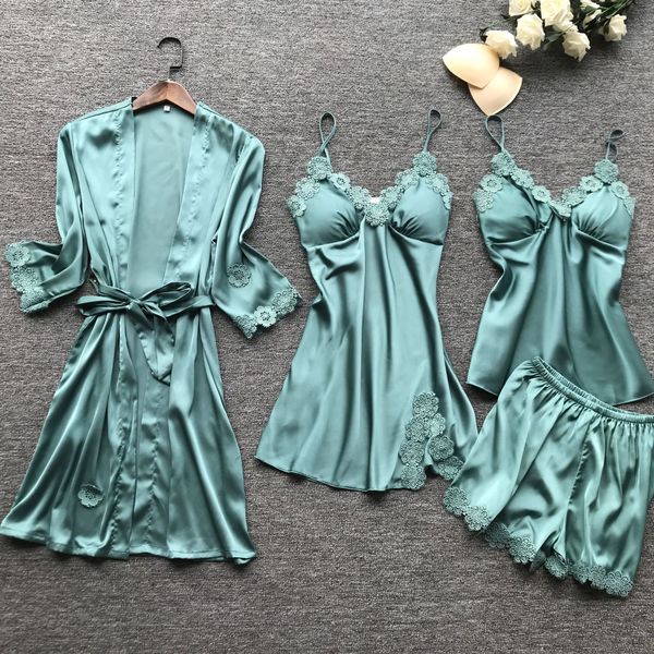 pajama set for women luxury satin sleepwear embroidery flowers home wear 4 pieces pyjamas vest+coat+shorts silk nightwear, Black;red
pajama set for women luxury satin sleepwear embroidery flowers home wear 4 pieces pyjamas vest+coat+shorts silk nightwear, Black;red